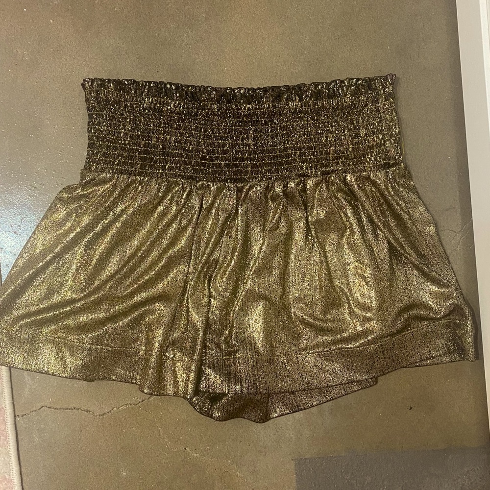 gold metallic shorts